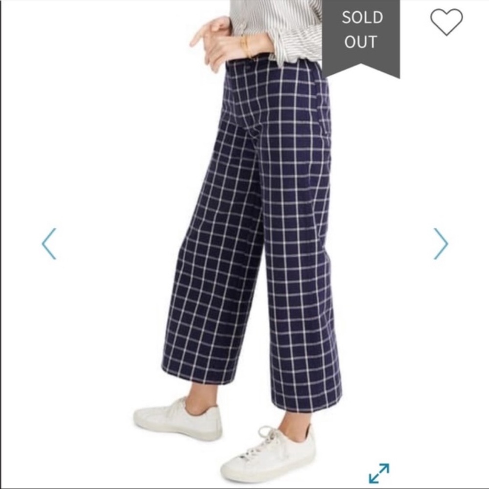 Madewell Navy Checkered Wide Leg Pants